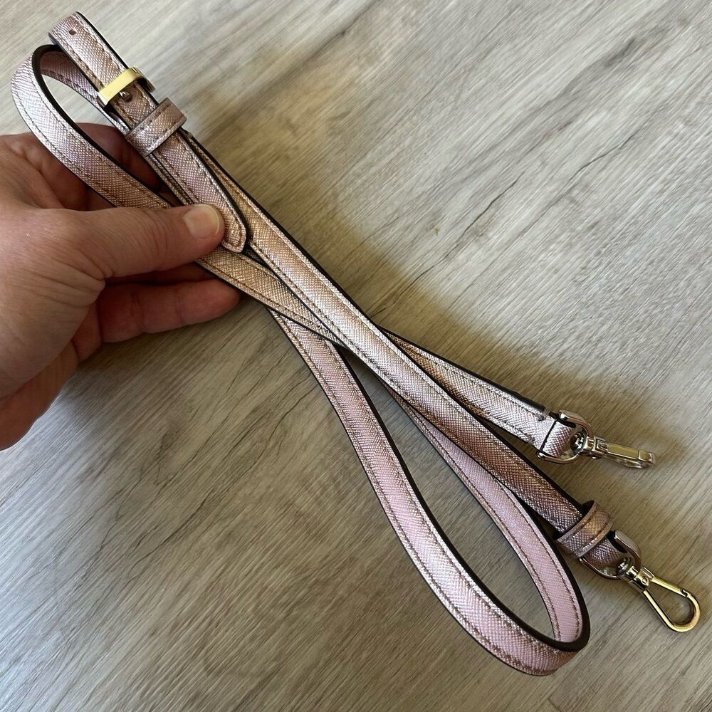 Kate Spade Crossbody Purse Strap Metallic Pink Leather Silver Hardware